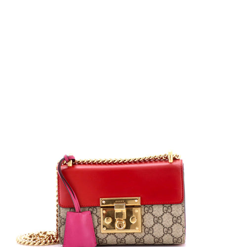 GUCCI Padlock Shoulder Bag GG Coated Canvas and Leather Small