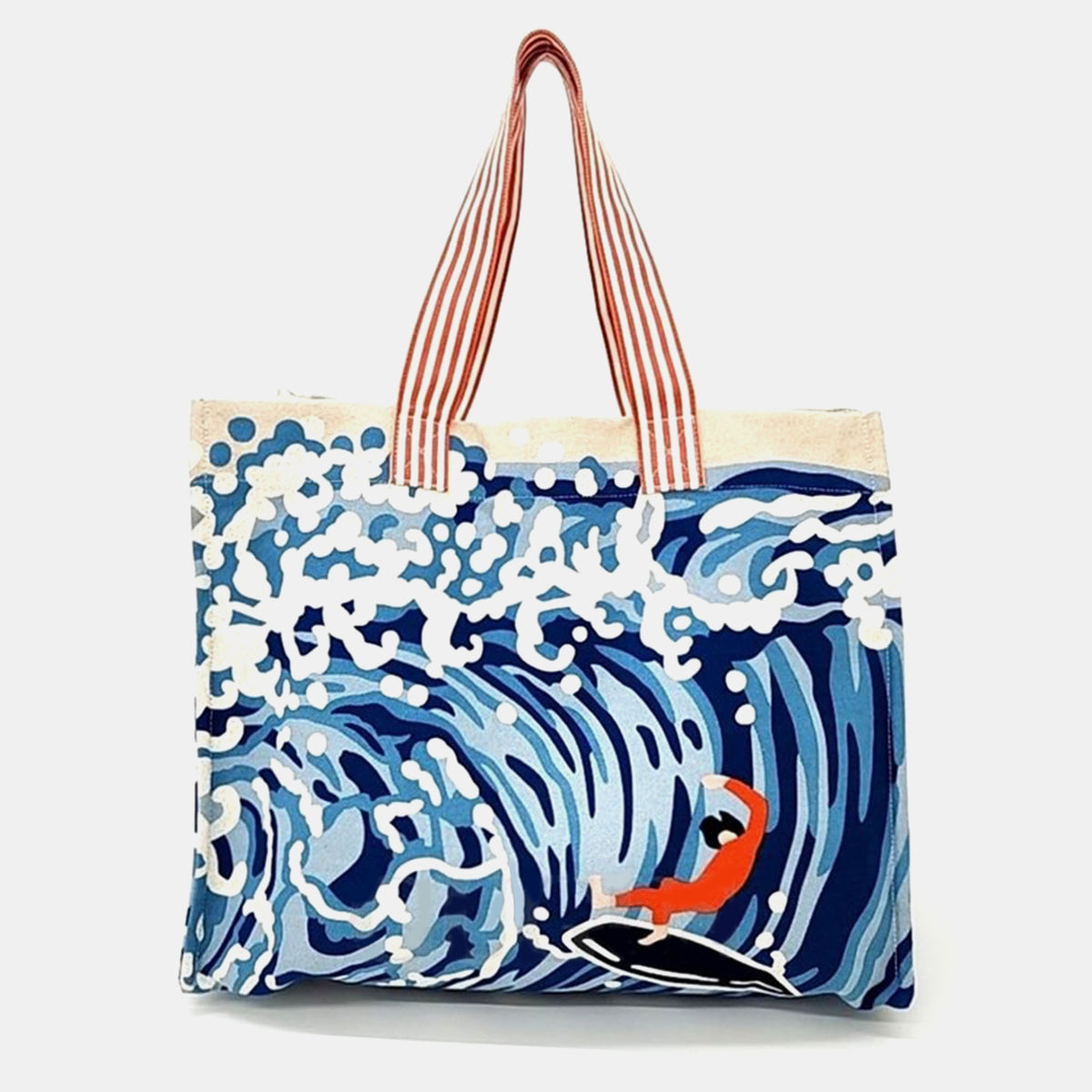 Hermès Blue Canvas Wave Tote Bag