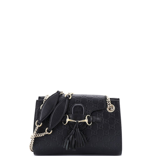 GUCCI Emily Chain Flap Shoulder Bag Guccissima Leather Small