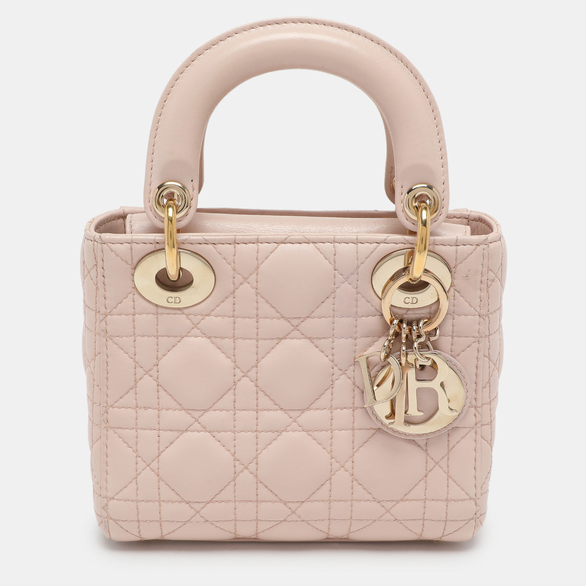 Dior Light Beige Cannage Leather Mini Lady Tote