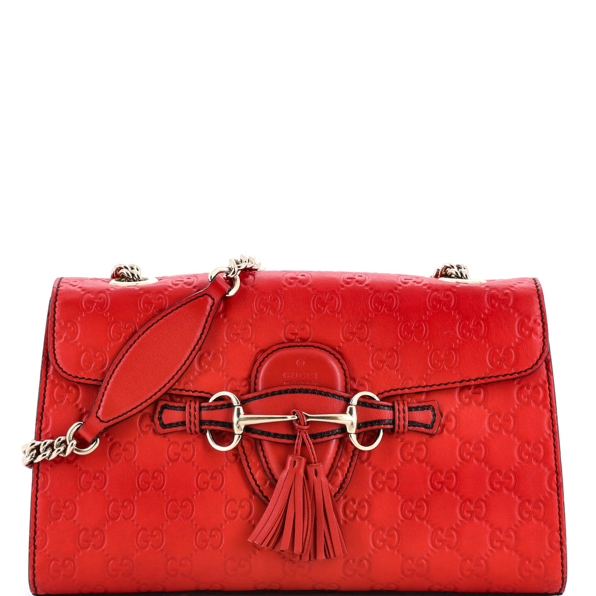 Gucci GUCCI Emily Chain Flap Bag Guccissima Leather Medium