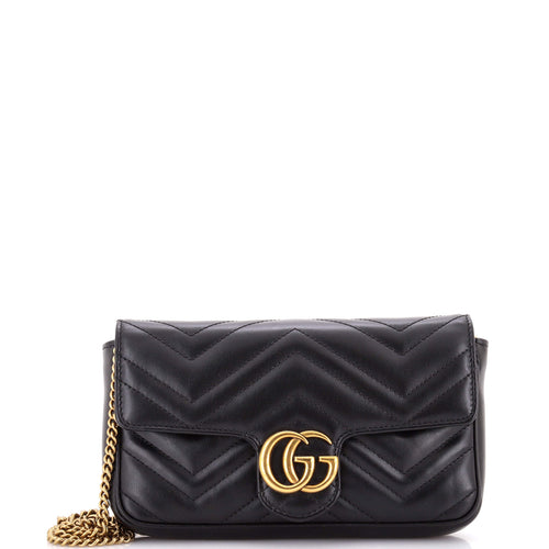 GUCCI GG Marmont Wallet on Chain Matelasse Leather Mini