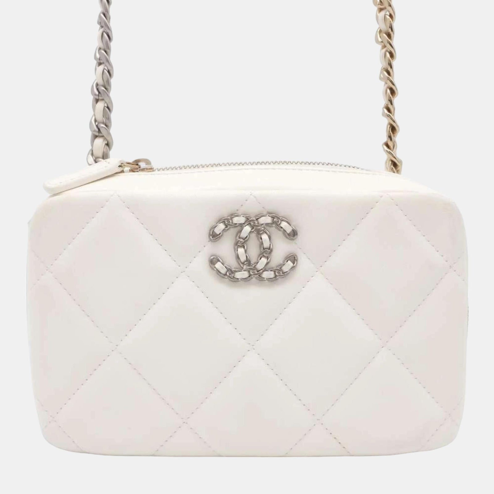 Chanel White Leather 19 Camera Shoulder Bag