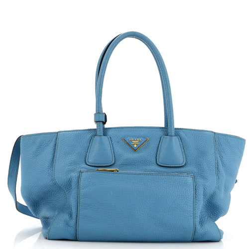 PRADA Front Pocket Wing Convertible Tote Vitello Daino