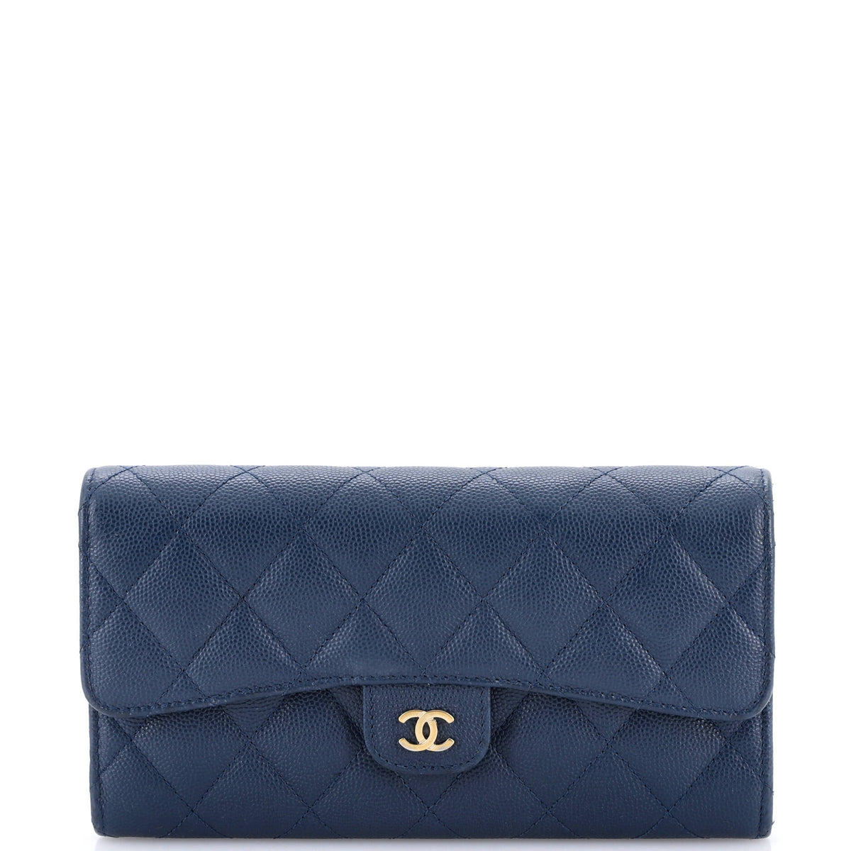 Chanel CHANEL CC Gusset Classic Flap Wallet Quilted Caviar Long