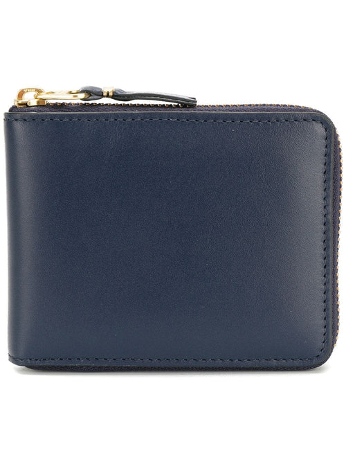 Women's Navy Leather Zipped Wallet in Blue | Size UNICA | SA7100