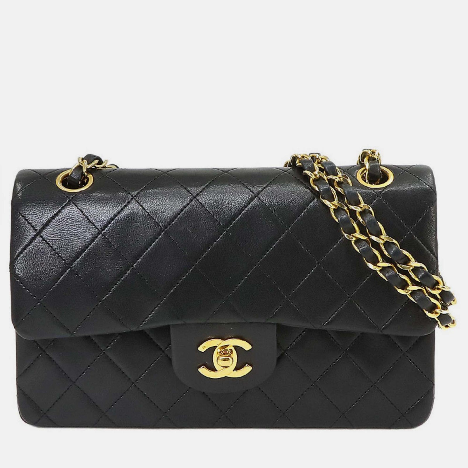 Chanel Schwarze Matelassé 23-Umhängetasche aus Leder mit Kette