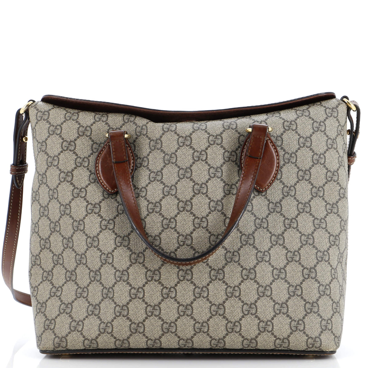 Gucci GUCCI Signature Fold Over Tote GG Coated Canvas Medium