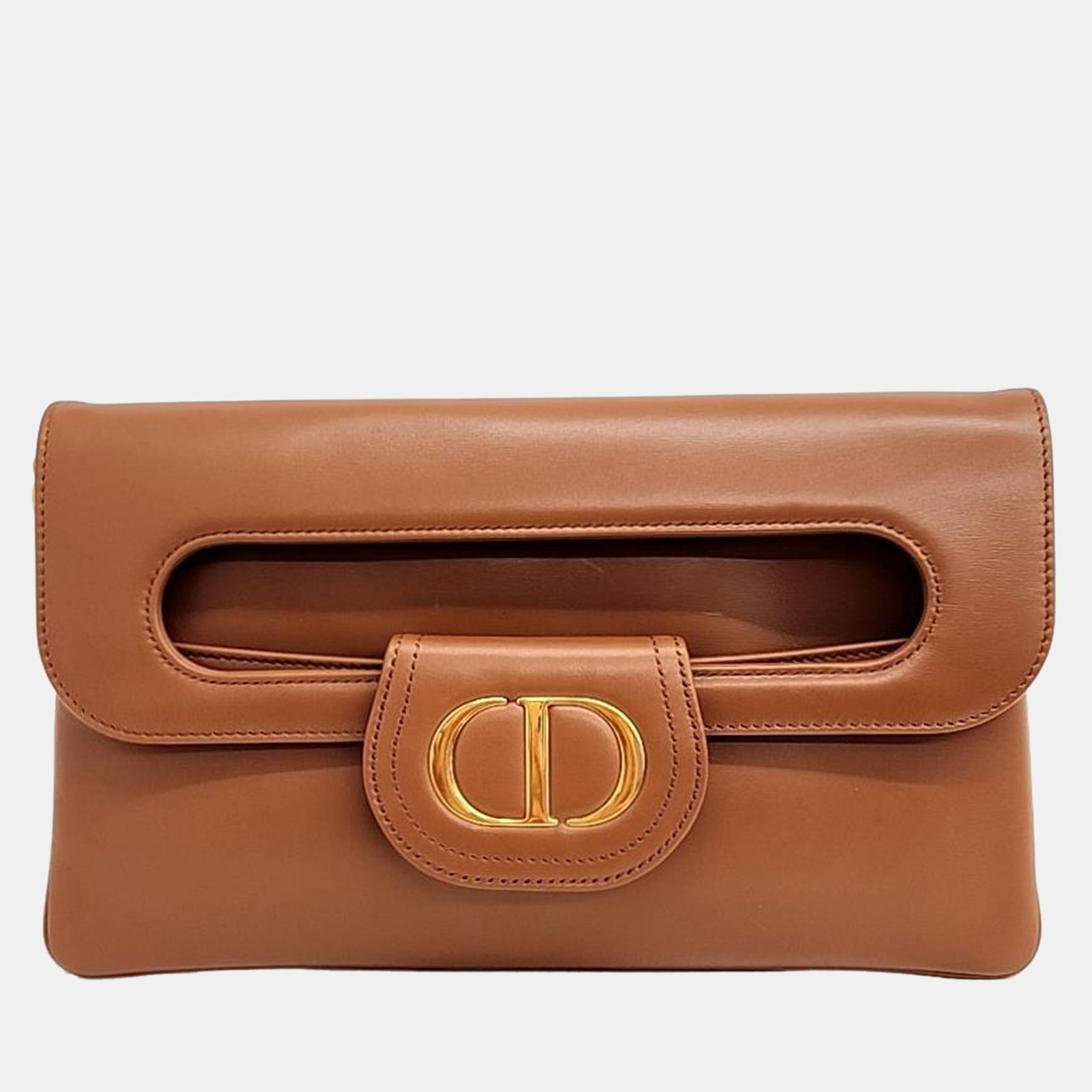 Dior Mittelgroße Clutch aus braunem Leder