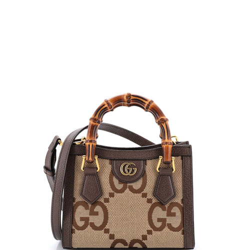 GUCCI Diana NM Bamboo Handle Tote Jumbo GG Canvas Mini