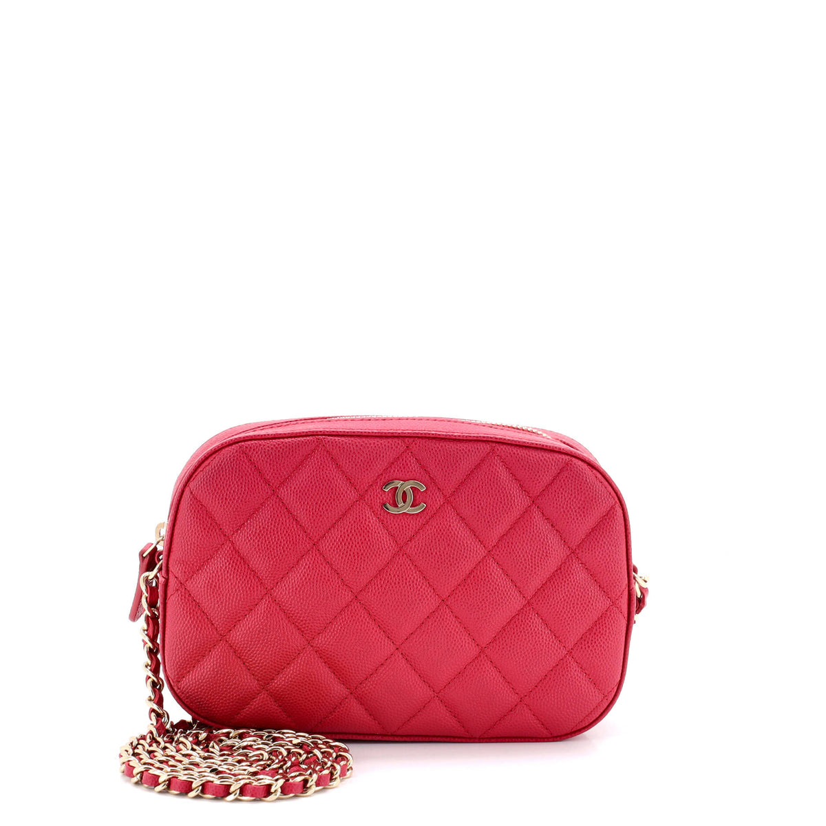 Chanel CHANEL Zip Around Chain Camera Case Quilted Caviar Mini