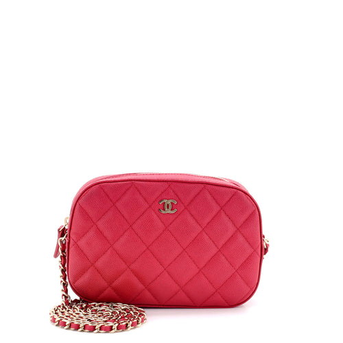 CHANEL Zip Around Chain Camera Case Quilted Caviar Mini