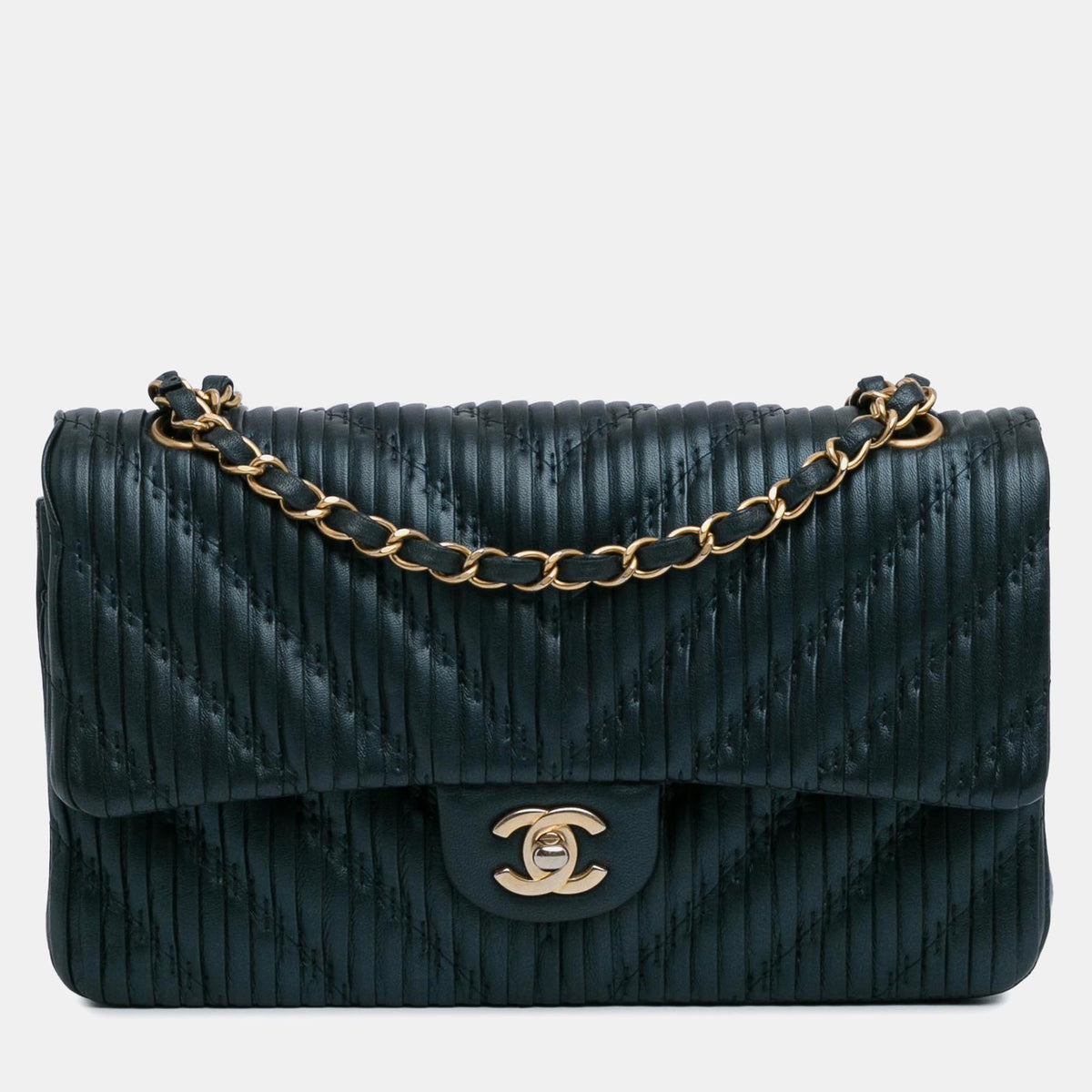 Chanel Medium Calfskin Coco Pleats Double Flap Bag