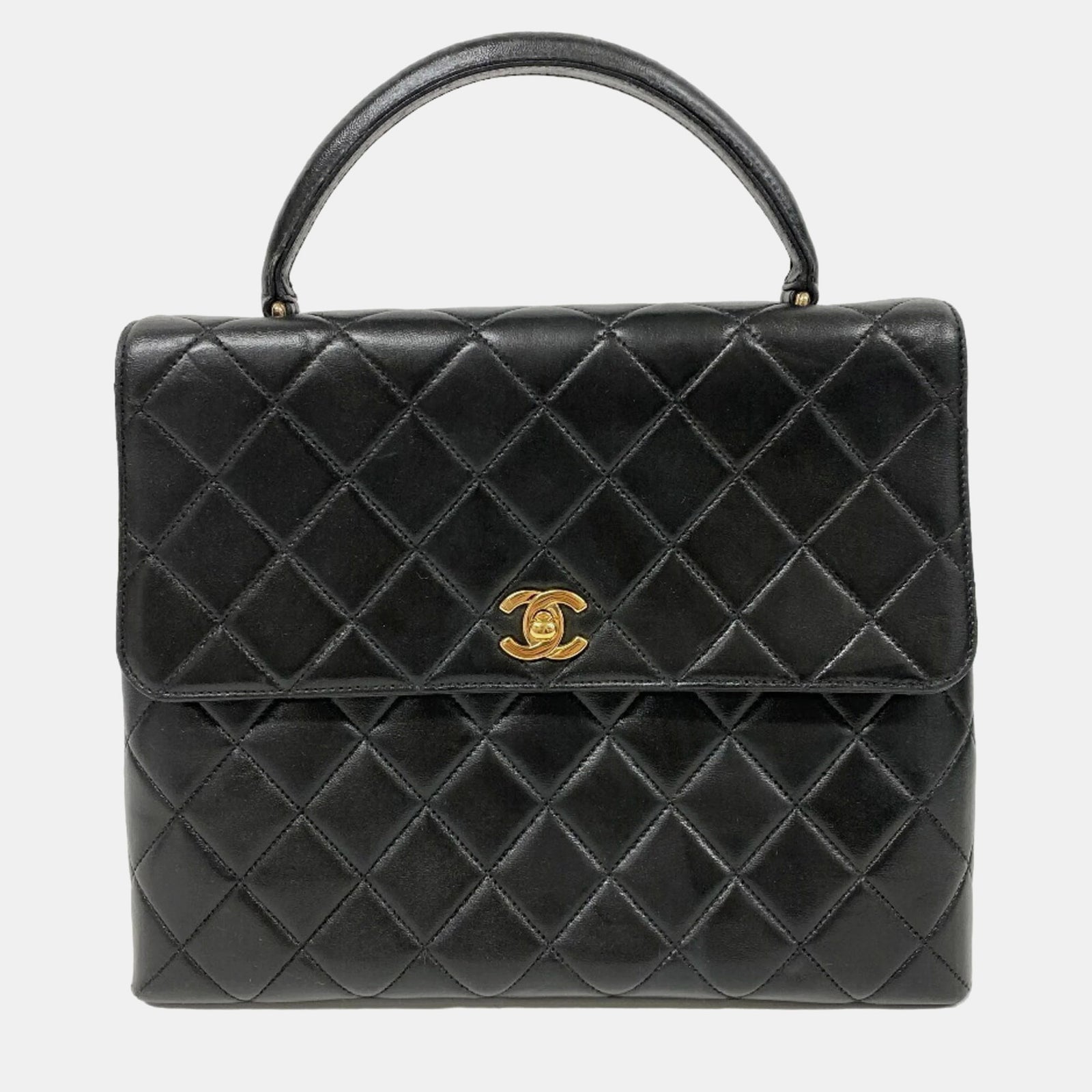 Chanel Sac à main Kelly en cuir matelassé noir