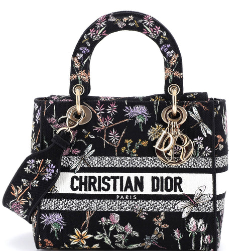 Lady D-Lite Bag Embroidered Canvas Medium