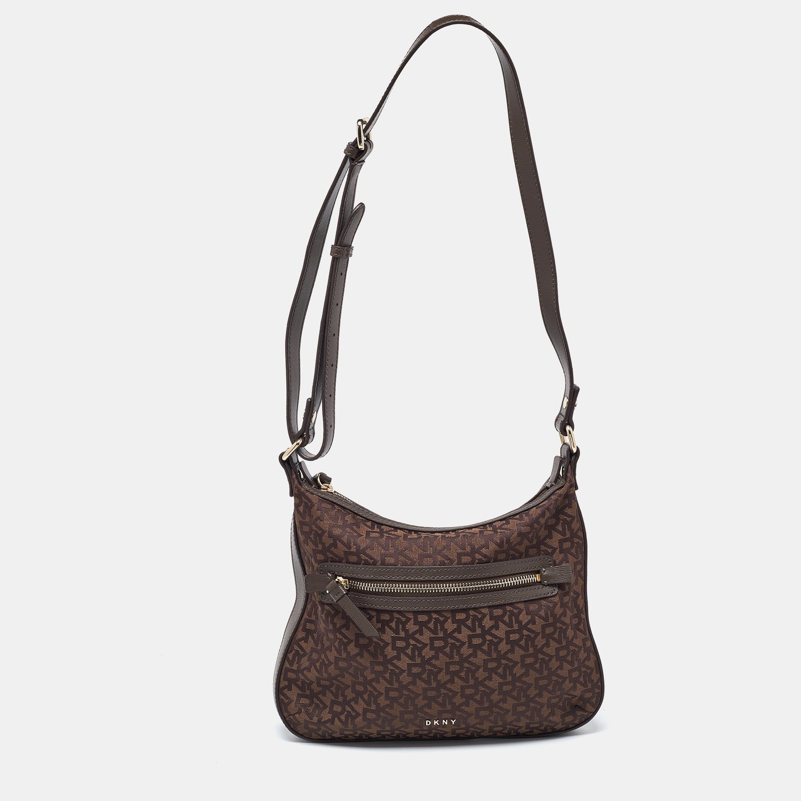 DKNY DKNY Brown Monogram Canvas and Leather Crossbody Bag