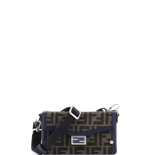 FENDI Baguette Soft Trunk Phone Pouch Zucca Canvas and Leather