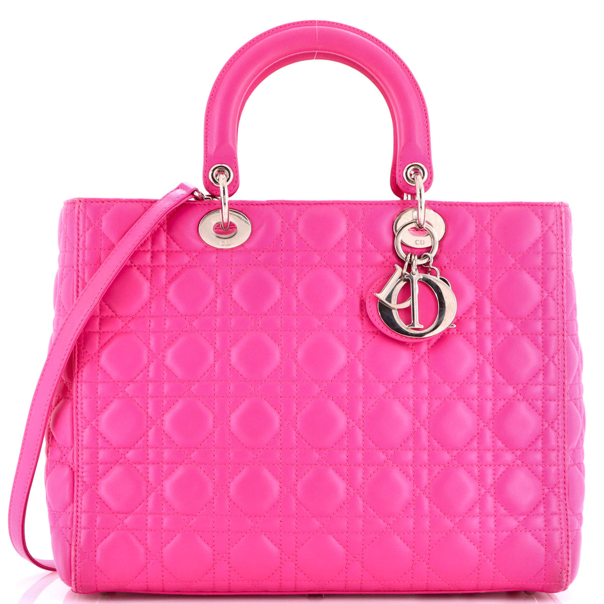 Christian Dior Vintage Lady Dior Bag Cannage Quilt Lambskin Large