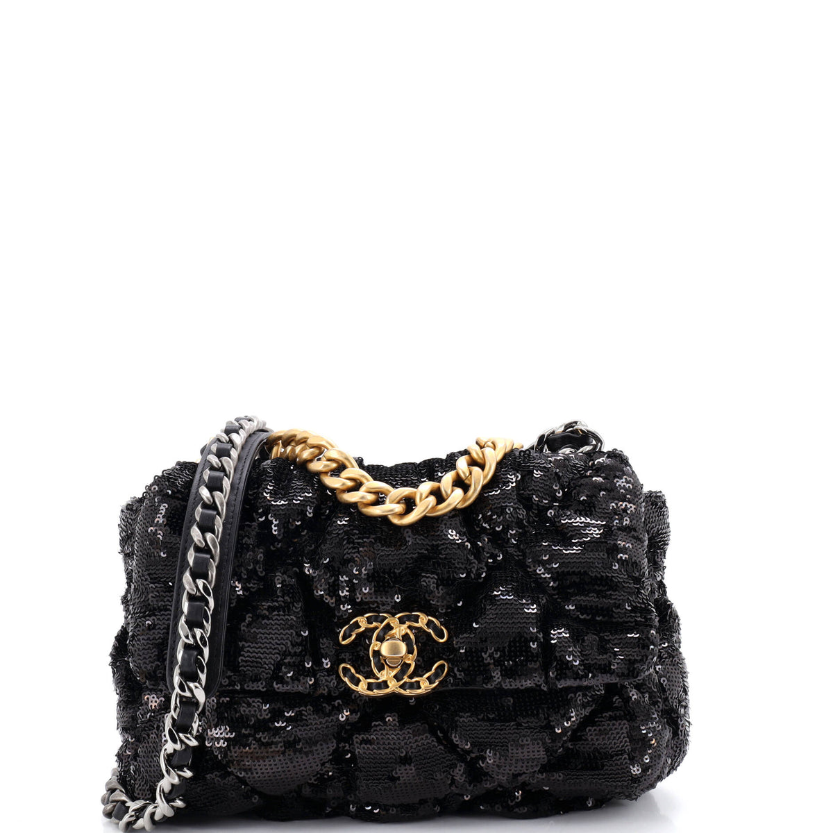 Chanel CHANEL 19 Flap Bag Quilted Sequins Medium