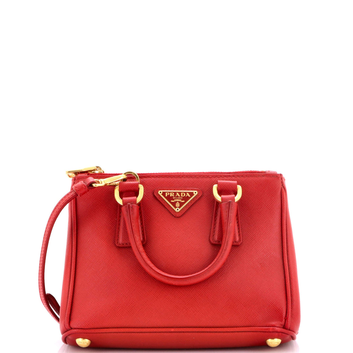 Prada PRADA Galleria Double Zip Tote Saffiano Leather Mini