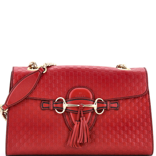 GUCCI Emily Chain Flap Bag Microguccissima Leather Medium