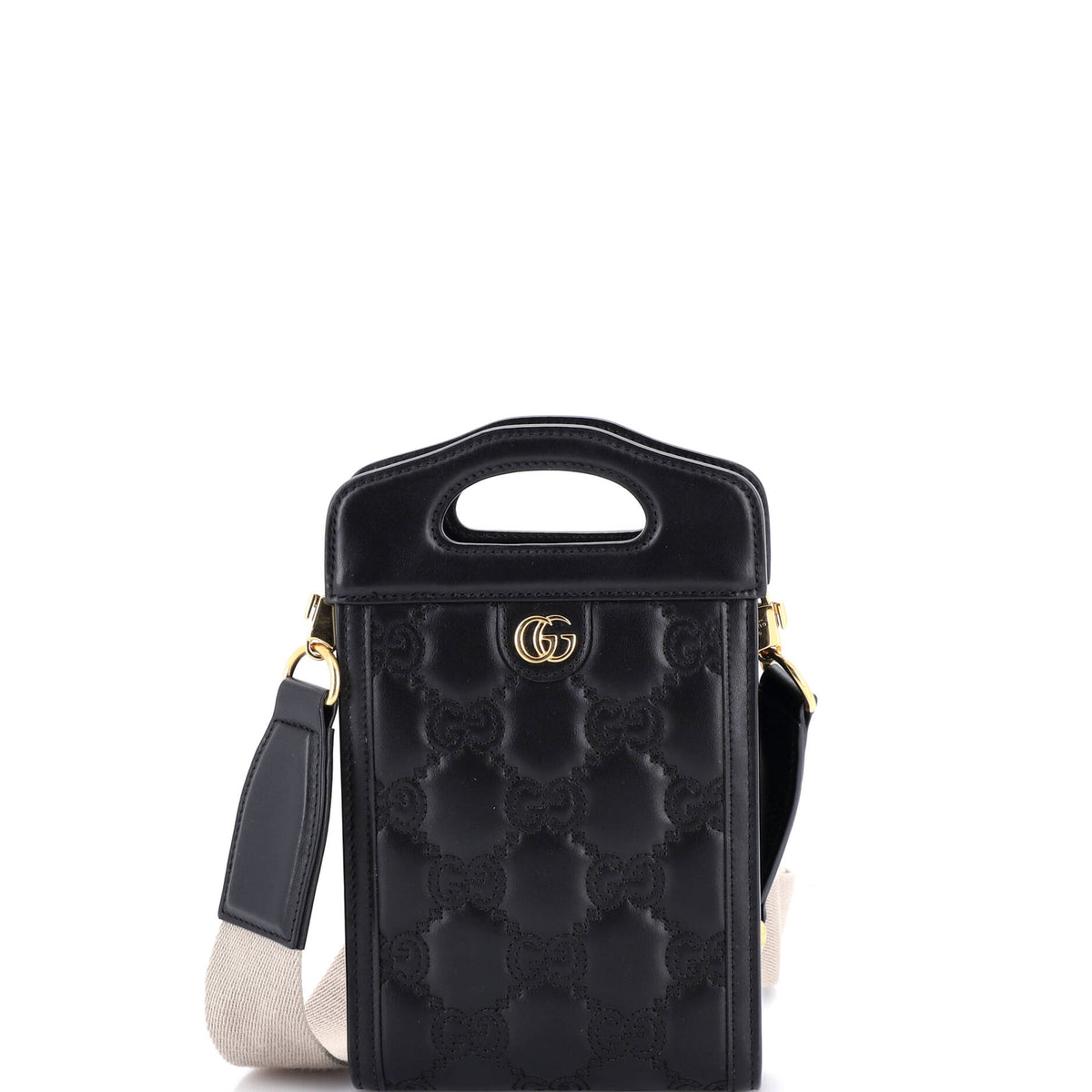 Gucci GUCCI Top Handle Crossbody Bag GG Matelasse Leather Mini