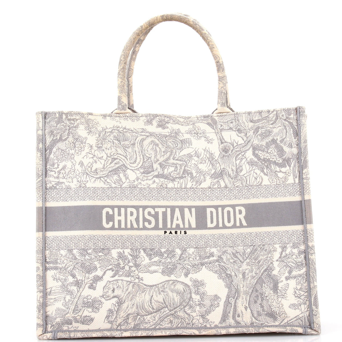 Christian Dior Book Tote Embroidered Canvas Large