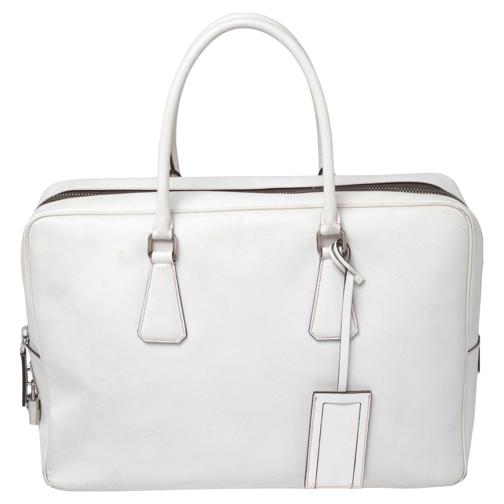 Off-White Saffiano Leather Bauletto Bag