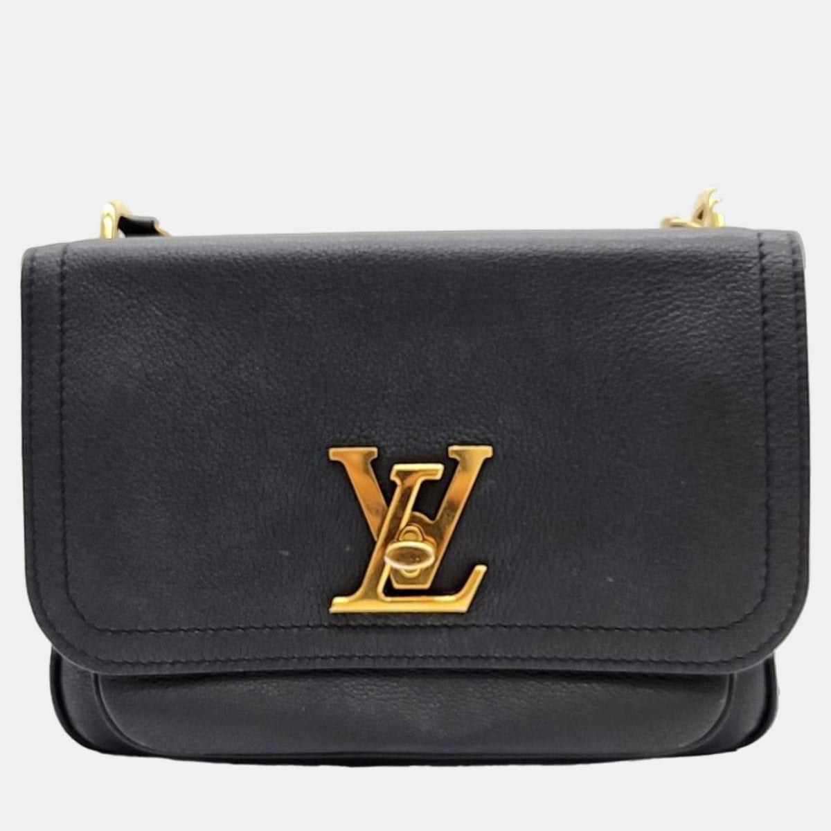 Louis Vuitton Black Leather Lock Me Chain Crossbody Bag