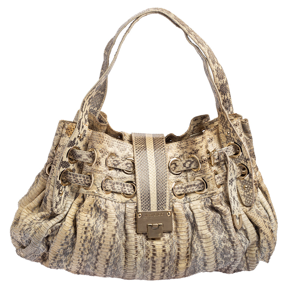 Jimmy Choo Grey/White Water Snake Ramona Shoulder Bag