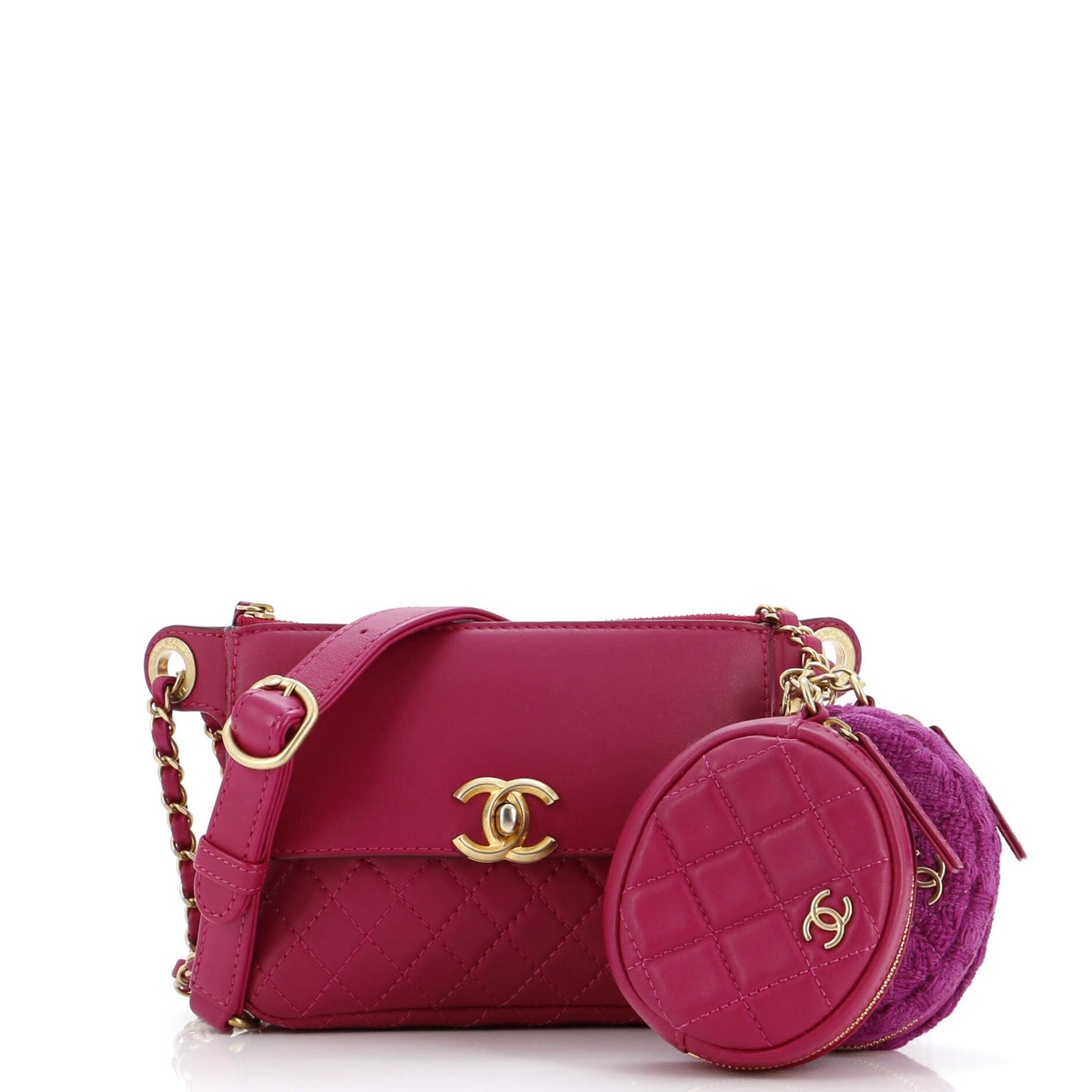 Chanel CHANEL Multi Pouching Flap Waist Bag with Coin Purse Quilted Calfskin with Tweed