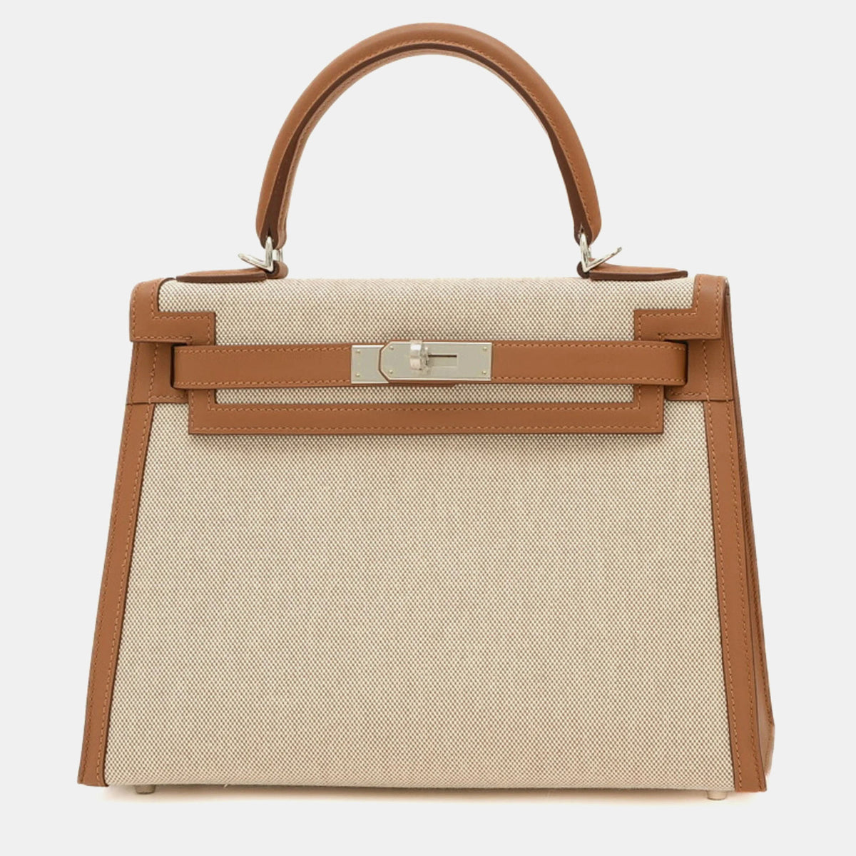 Hermès Ecru Fauve Toile H Swift Kelly 28 Handbag