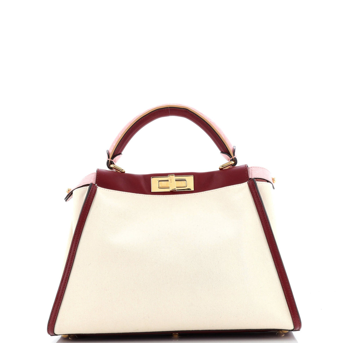 Fendi FENDI Peekaboo Bag Canvas with Crocodile Embossed Leather Regular