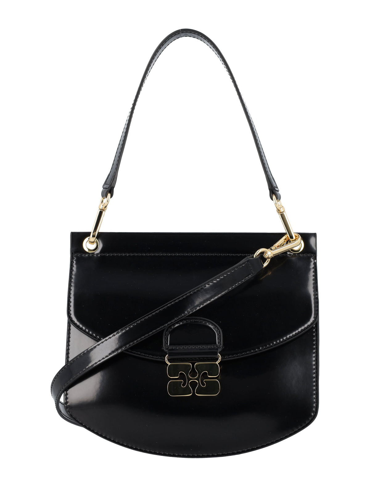 Ganni Women's Apo-G Bag Small Patent in Black | 24AA6112 Color 099