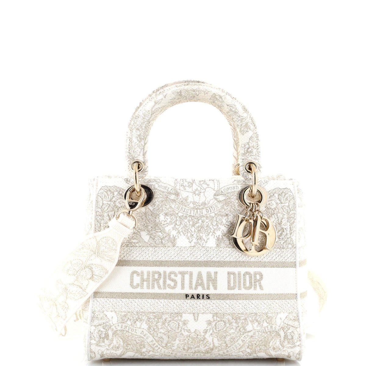 Christian Dior Lady D-Lite Bag Embroidered Canvas Medium