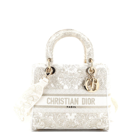 Lady D-Lite Bag Embroidered Canvas Medium