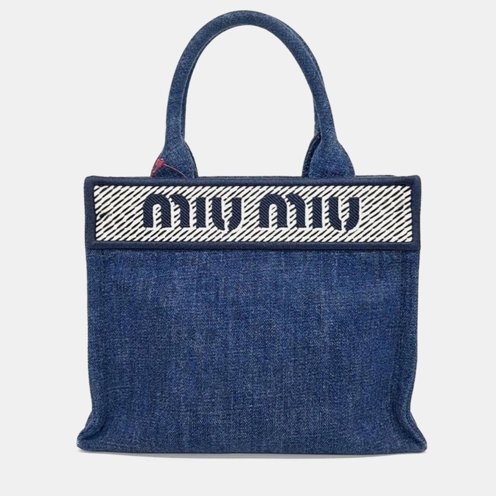 Miu Miu denim logo tote and shoulder bag