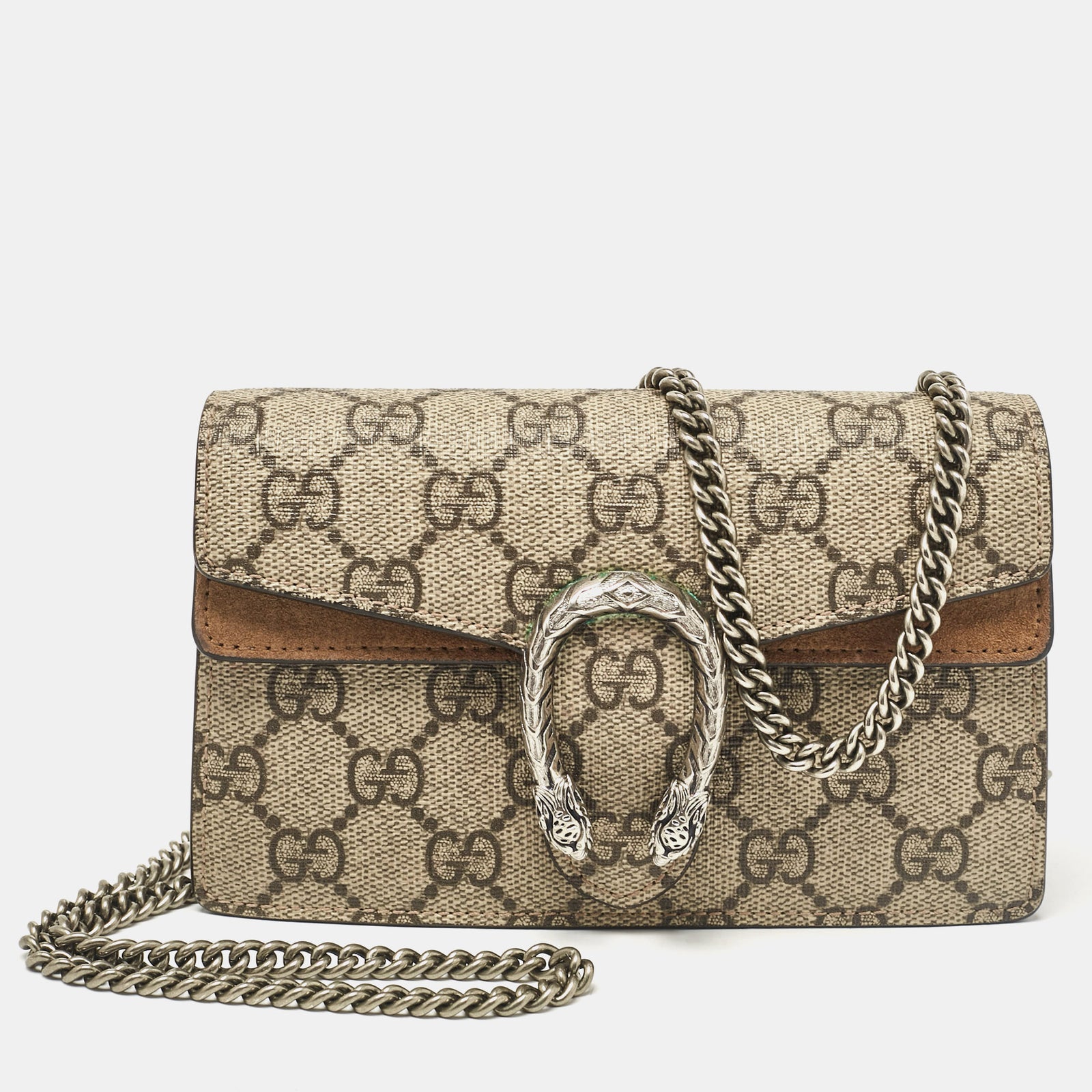 Gucci Sac bandoulière Super Mini Dionysus en toile enduite beige et daim