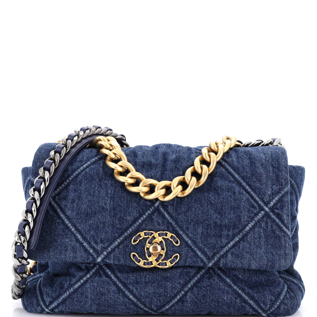 Chanel CHANEL 19 Flap Bag Quilted Denim Large