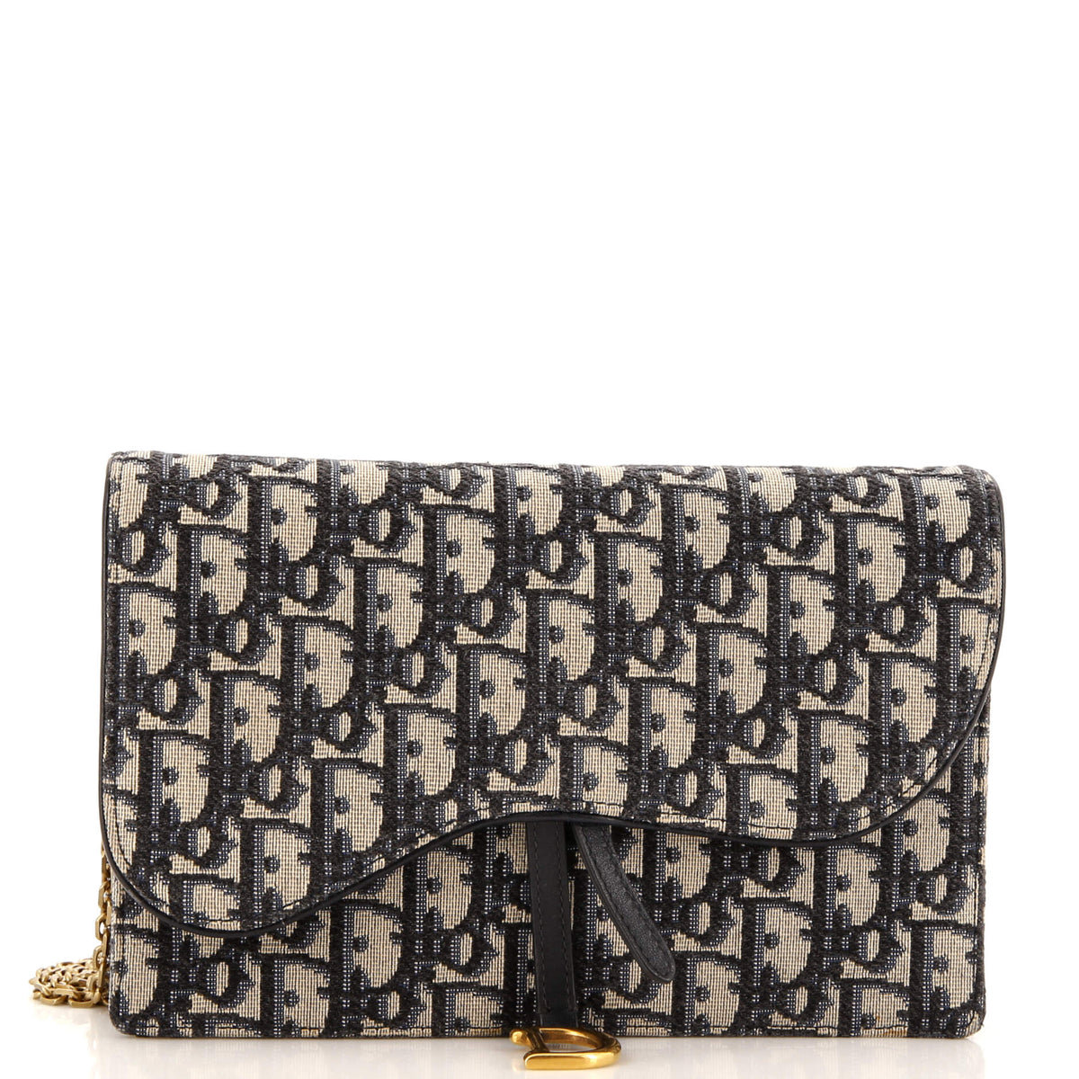 Christian Dior Saddle Chain Clutch Oblique Canvas