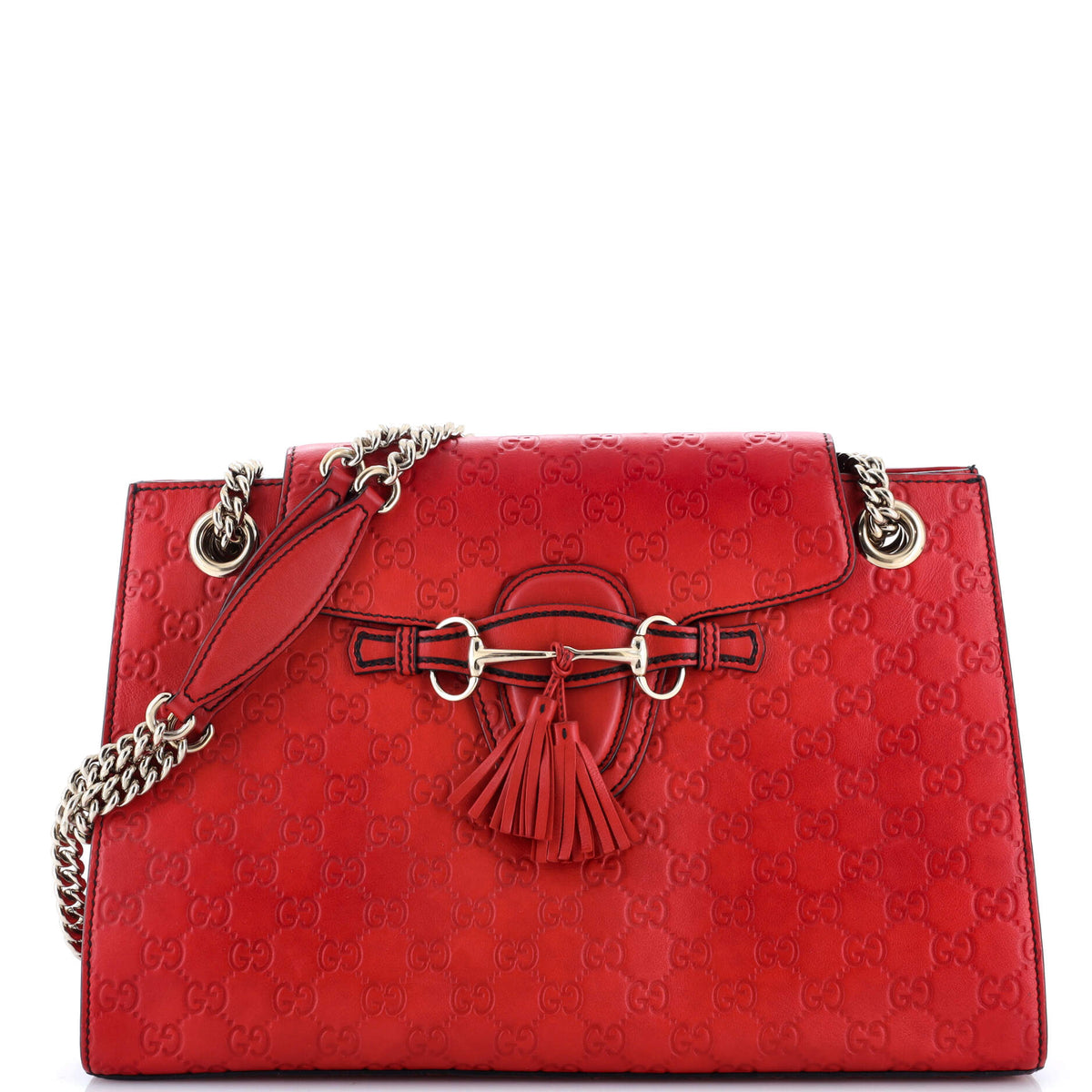 Gucci GUCCI Emily Chain Flap Shoulder Bag Guccissima Leather Large