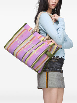 Marc Jacobs Babe Top Handle Striped Canvas Tote Bag - Pink
