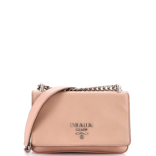 PRADA Chain Flap Crossbody Bag Saffiano and Soft Calf Small