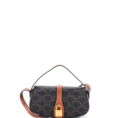 CELINE Tabou Clutch with Strap Triomphe Coated Canvas