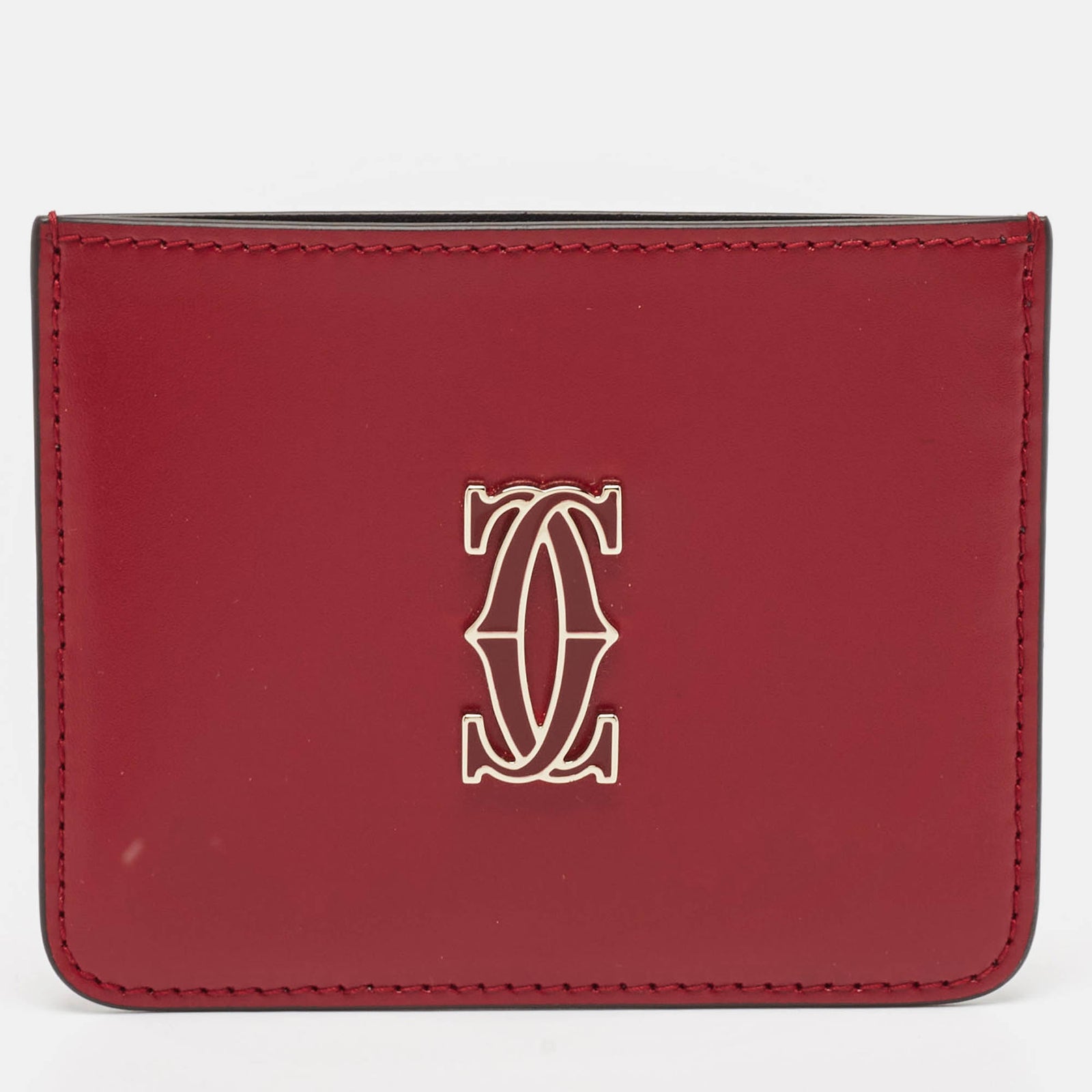 Cartier Red Leather C De Simple Card Holder