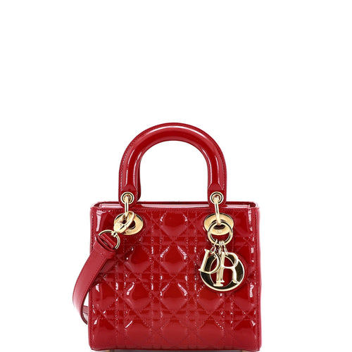 Lady Dior Bag Cannage Quilt Patent Small