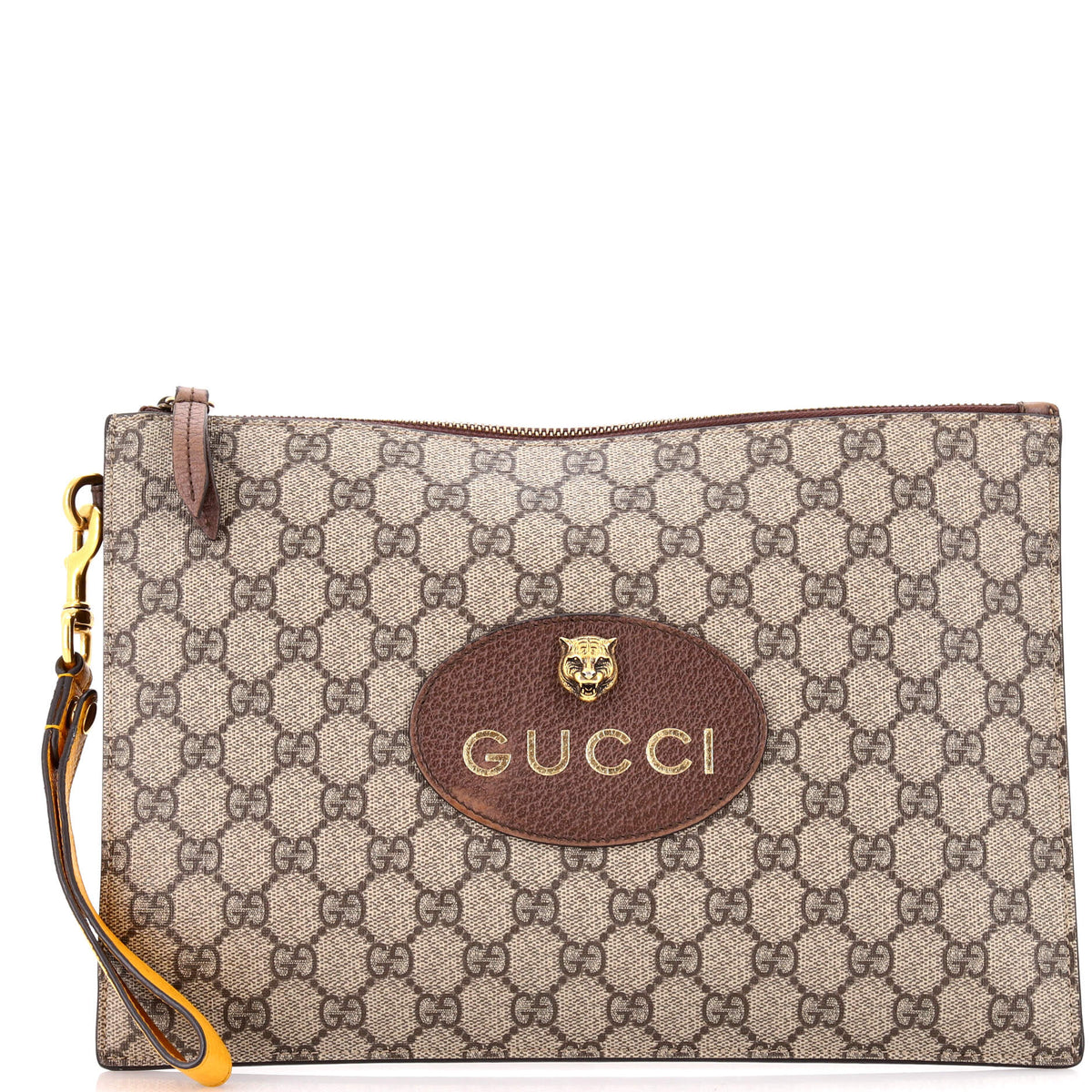 Gucci GUCCI Neo Vintage Wristlet Pouch GG Coated Canvas