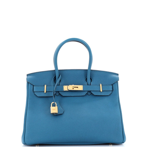 Birkin Handbag Bleu De Galice Togo with Gold Hardware 30