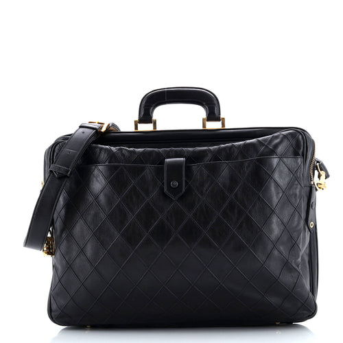 CHANEL Vintage Diamond Stitch Weekender Quilted Leather Large