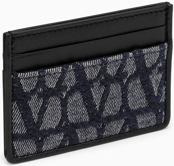 Valentino Garavani Men's Toile Iconographe Card Case Blue/black | 4Y2P0T83NCY